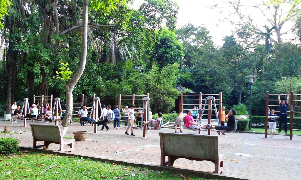 People exercising in a gym
